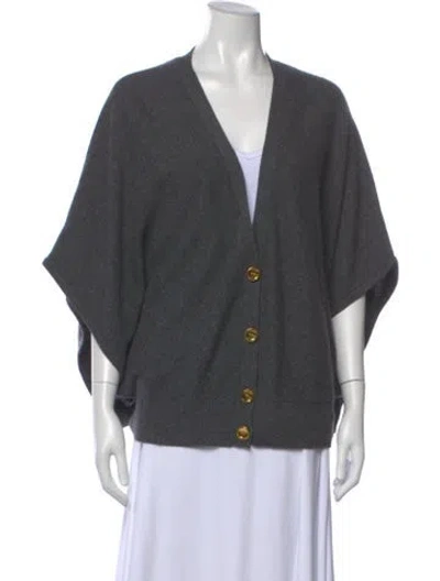 Pre-owned Tory Burch Cashmere V-neck Sweater In Gray