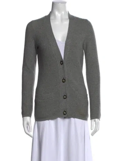 Pre-owned Tory Burch Cashmere V-neck Sweater In Gray