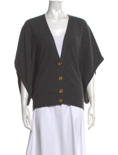 Pre-owned Tory Burch Cashmere V-neck Sweater In Grey