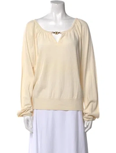 Pre-owned Tory Burch Cashmere V-neck Sweater In Neutral