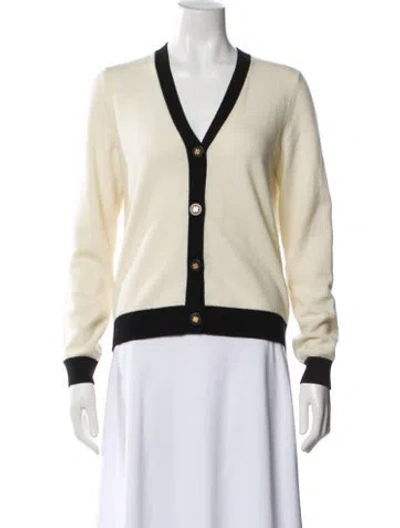 Pre-owned Tory Burch Cashmere V-neck Sweater In Neutral
