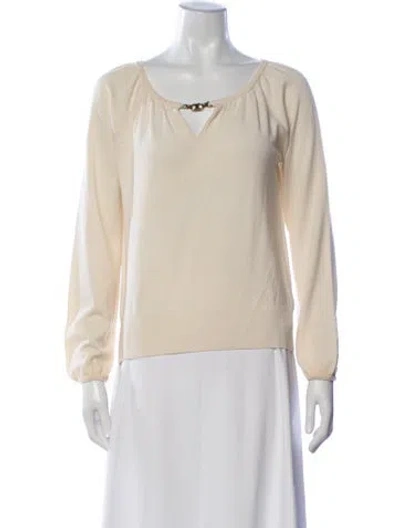 Pre-owned Tory Burch Cashmere V-neck Sweater In Neutrals