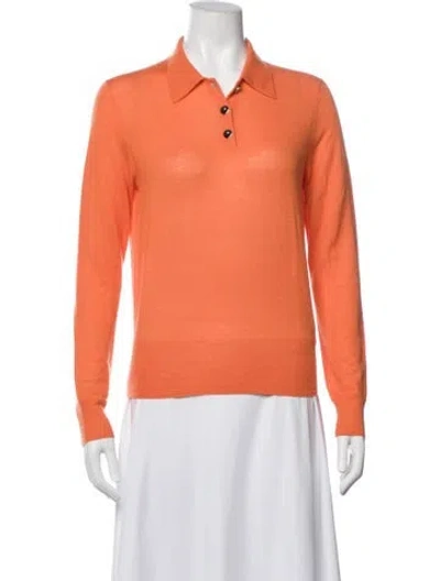 Pre-owned Tory Burch Cashmere V-neck Sweater In Orange