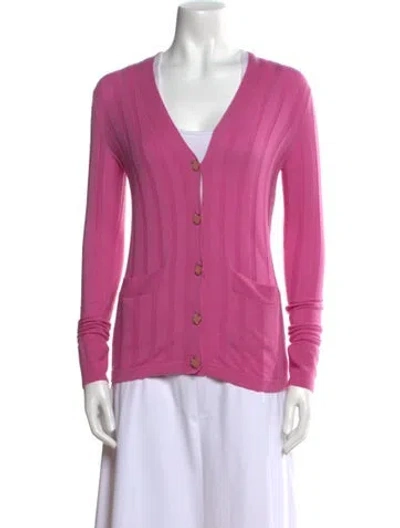 Pre-owned Tory Burch Cashmere V-neck Sweater In Pink