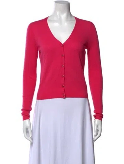 Pre-owned Tory Burch Cashmere V-neck Sweater In Pink