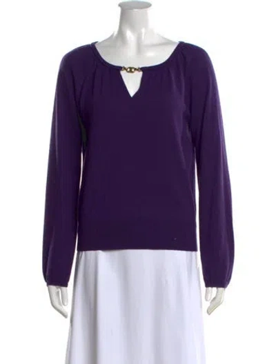 Pre-owned Tory Burch Cashmere V-neck Sweater In Purple