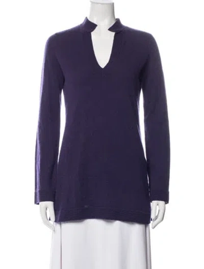 Pre-owned Tory Burch Cashmere V-neck Sweater In Purple