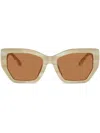 Tory Burch Cat-eye Frame Sunglasses In 189073 Ivory Horn