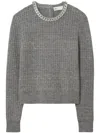 Tory Burch Chain Crew-neck Sweater In Grey