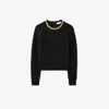 Tory Burch Chain Crewneck Pullover In Black