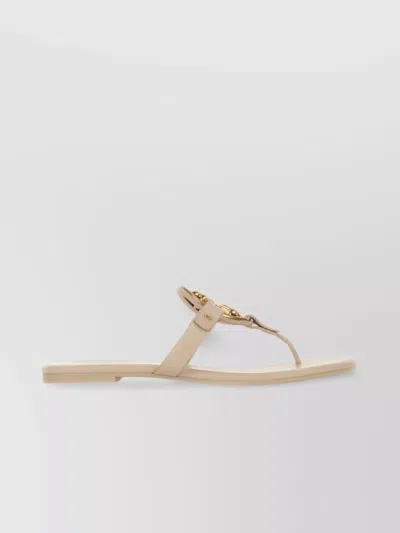 Tory Burch Chain Detail Leather Sandals In Neutral