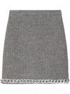 Tory Burch Chain-detail Waffle-knit Wool-blend Miniskirt In Grau