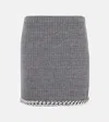 Tory Burch Chain-detail Waffle-knit Wool-blend Miniskirt In Grey