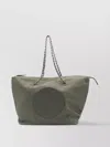 Tory Burch Chain Handle Tote Bag With Metal Eyelets In Gray