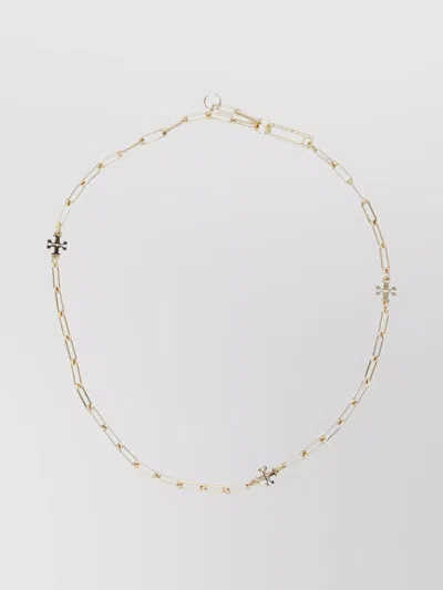 Tory Burch Chain Link Cross Charm Necklace In Gold