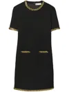 Tory Burch Chain-trimmed Wool-blend Dress In Black
