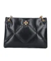 Tory Burch Kira Diamond Black Quilted Shoulder Bag With Chain-link Shoulder Strap And Double T Logo Plaque On T In Black