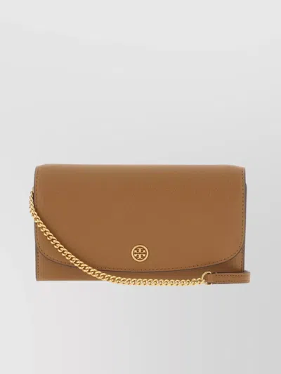 Tory Burch Chain Strap Leather Wallet In Metallic