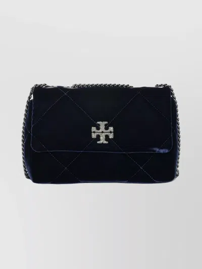 Tory Burch Chain Strap Quilted Crossbody Satchel Bag In Blue