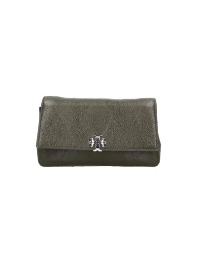 Tory Burch Chain Wallet "charlie" In Brown