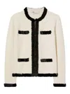 Tory Burch Kendra Sequin-embellished Cardigan In Beige