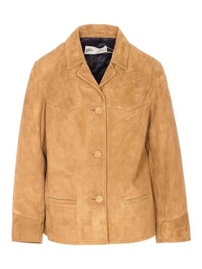 Tory Burch Beige Suede Jacket Fronta Buttons Closure In Multi