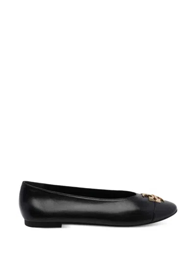 Tory Burch Charlie Ballerinas With Logo Plaque In Black