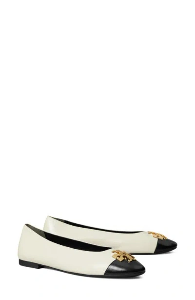 Tory Burch Charlie Cap Toe Ballet Flat In White