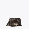 Tory Burch Charlie Croc-embossed Shoulder Bag In Brown