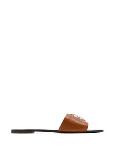Tory Burch Charlie Cuoio Slide Leather Sandals In Brown