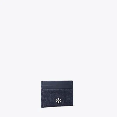 Tory Burch Charlie Denim Card Case In Blue