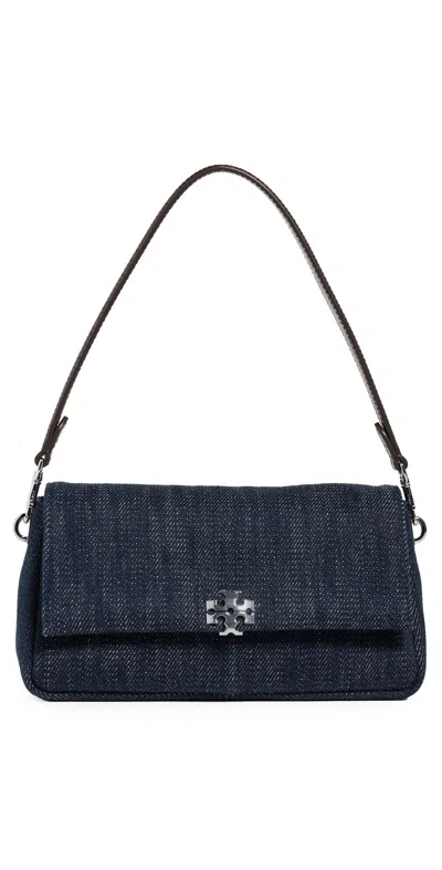 Tory Burch Charlie Denim Small Shoulder Bag Midnight In Blue