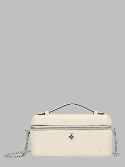 Tory Burch Charlie East-west Mini Leather Crossbody Beauty Case In White