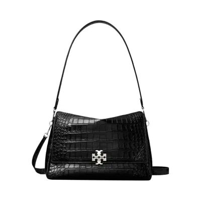 Pre-owned Tory Burch Charlie Embossed Croc Shoulder Bag 'black' | Women's Size Onesize