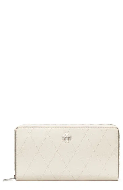 Tory Burch Charlie Leather Continental Zip Wallet In White