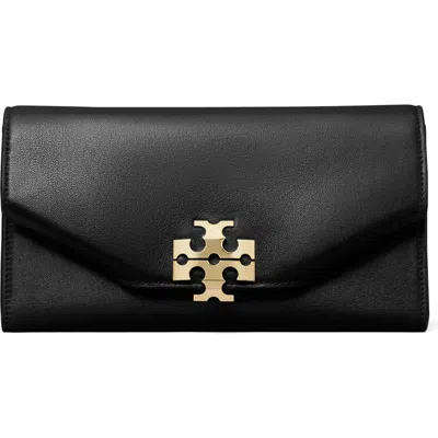Tory Burch Charlie Leather Envelope Clutch In Black