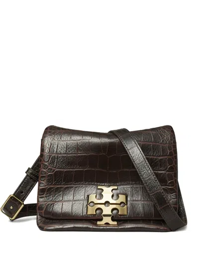 Tory Burch Charlie Leather Shoulder Bag In Brown