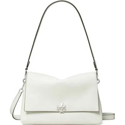 Tory Burch Charlie Leather Shoulder Bag In White