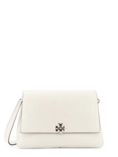 Tory Burch Charlie Leather Shoulder Bag In White