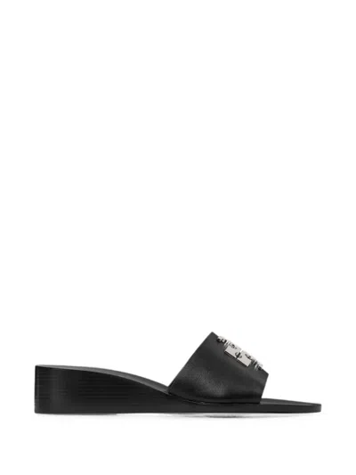 Tory Burch Charlie Logo-plaque Wedge Sandals In Black