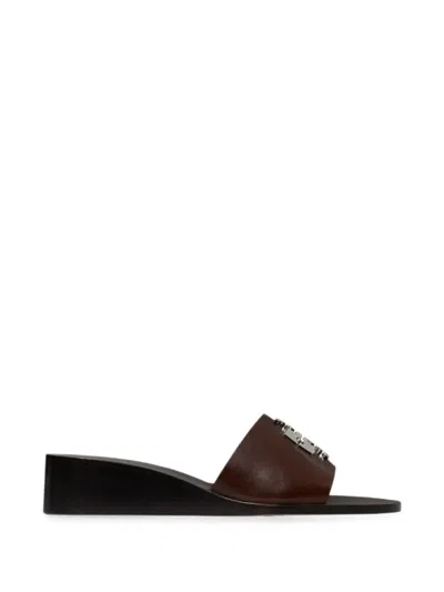 Tory Burch Charlie Logo-plaque Wedge Sandals In Brown