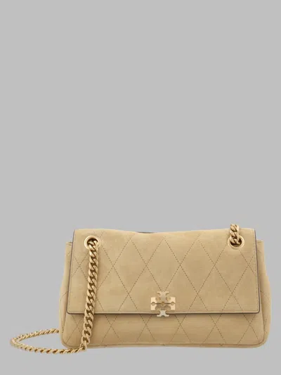 Tory Burch Charlie Mini Shoulder Bag In Bovine Leather In Beige