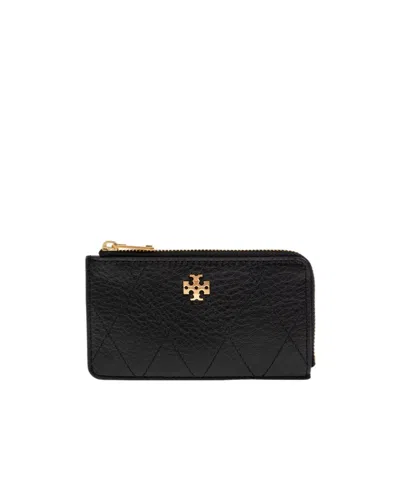 Tory Burch Charlie Quilted Card Case In Black
