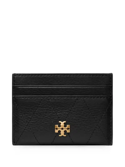 Tory Burch Charlie Quilted Card Case In Black