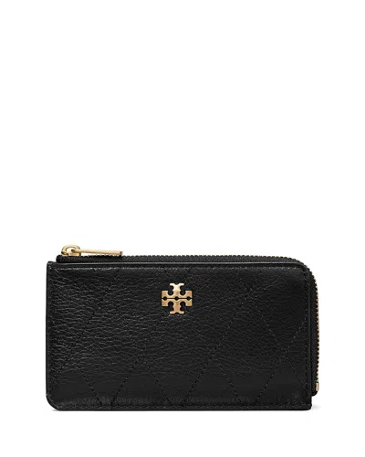 Tory Burch Charlie Quilted Leather Card Case In Black