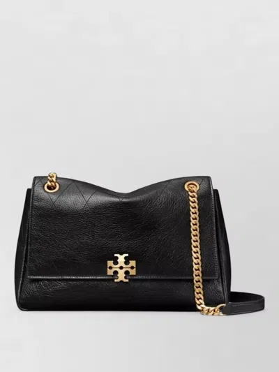Tory Burch Charlie Quilted Leather Chain Shoulder Bag In Black