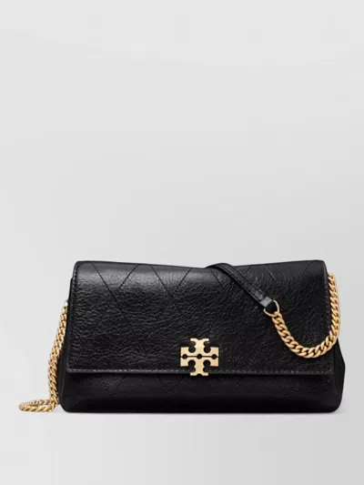 Tory Burch Charlie Quilted Leather Chain Shoulder Wallet In Black