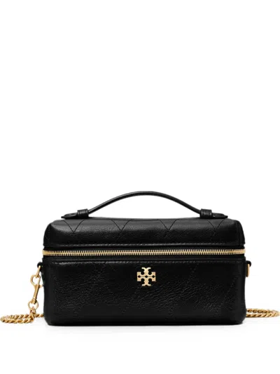 Tory Burch Charlie Quilted Leather Mini Bag In Black