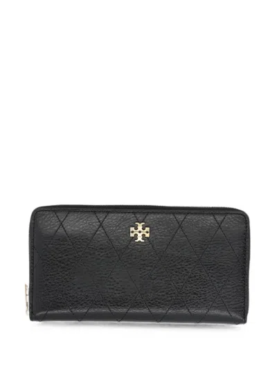 Tory Burch Charlie Quilted Leather Wallet In Brown