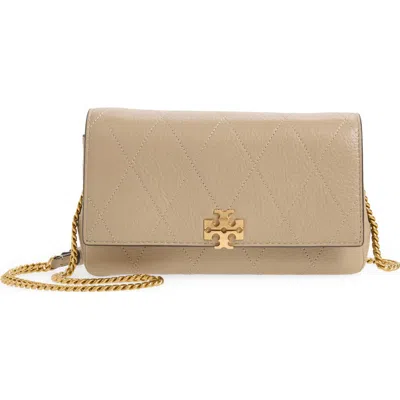Tory Burch Charlie Quilted Leather Wallet On A Chain In Neutral
